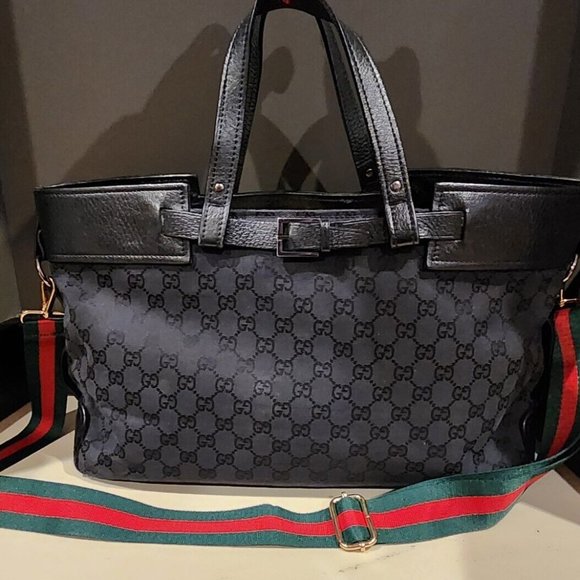 Gucci Handbags - Gucci Vintage Early 2000's GG Canvas Belt Buckle Large Tote W/ Silver Hardware
